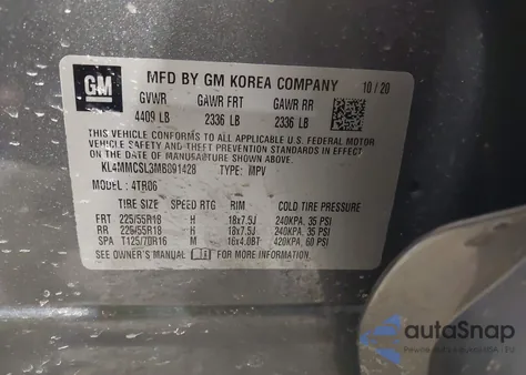 2021 Buick Encore Gx Awd Preferred из США, поврежденный, VIN KL4MMCSL3MB091428